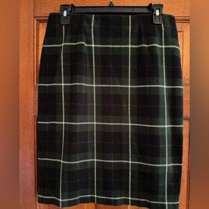 J. Jill Black and Green Plaid Pencil Skirt